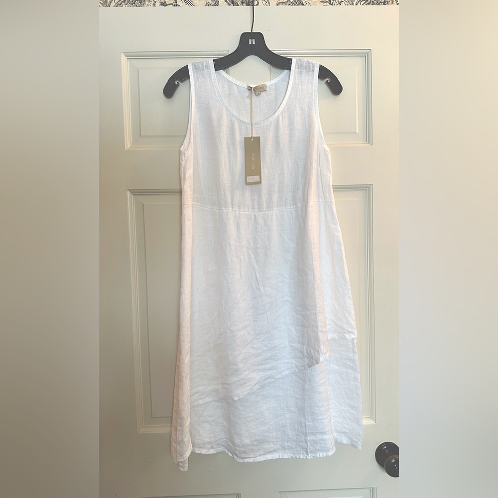 NWT AMBRA 100% LINEN SWING DRESS, SZ S